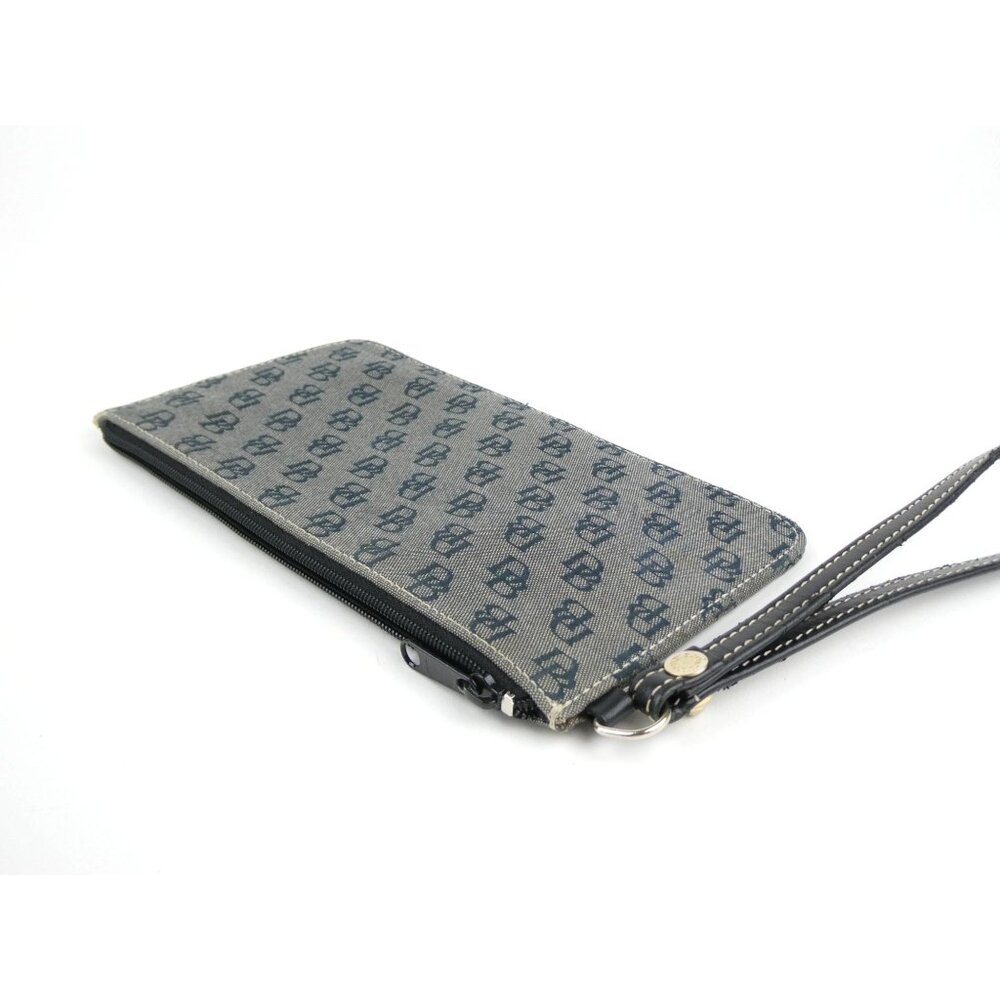 Dooney & Bourke Monogram Navy Black Canvas Wristlet/Clutch - Picture 3 of 16